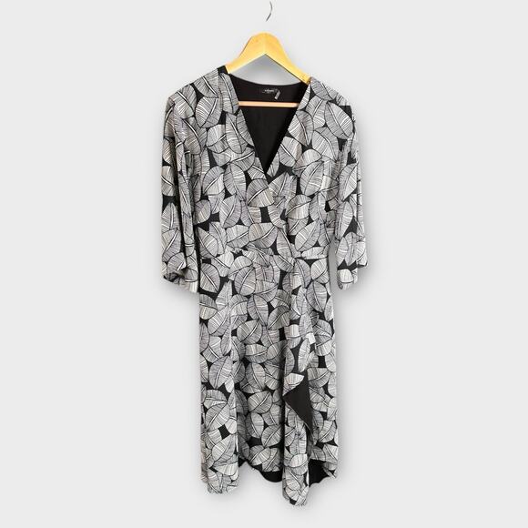 Natori Leaves Of Paradise Wrap Dress Womens 8 Navy & White - Picture 5 of 10